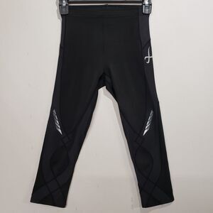 CWX Women Endurance Stabilyx Compression Tight Leggings Black Crop Capri Medium